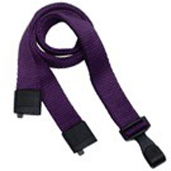 BRADY PEOPLE ID, STANDARD LANYARD, FBBAMBO, FLAT 5/8 INCH (16MM), PURPLE, BLACK NO TWIST PLASTIC HOOK, BREAKAWAY, 36 INCH LENGTH, PACK OF 1000